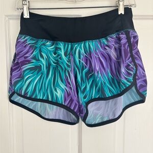 Women's Black and Purple Athletic Shorts